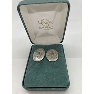 Lenox Kirk Stieff Vintage Pewter Earrings Etched Stamped